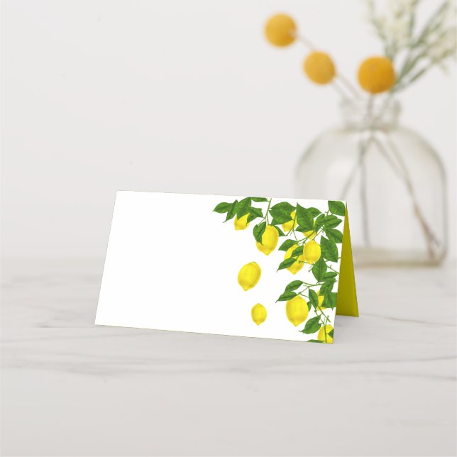 Citrus Wedding Party für Gelbe Zitronen und grüne  Platzkarte (Vorderseite)