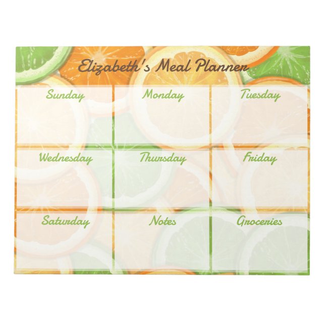 Citrus Weekly Meal Planner Notizblock (Vorderseite)