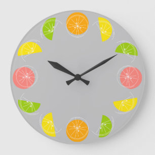 Citrus Weiße Uhr rund grau