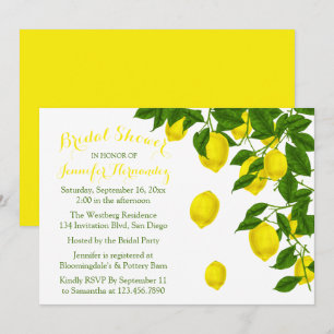 Citrus Yellow Brautparty Lemon & Green Wedding Einladung