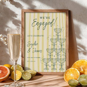 Citrusgelber Champagner-Turm Verlobungsempfang Poster