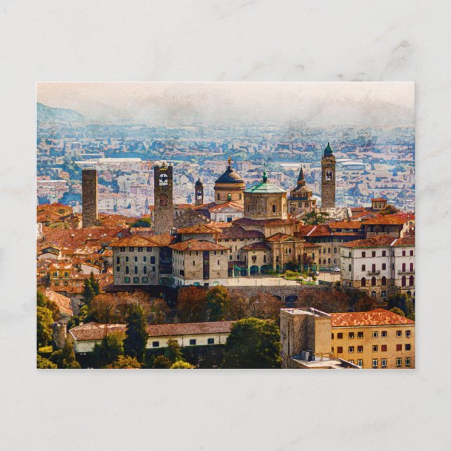 Citta Alta in Bergamo, Italien Postkarte (Vorderseite)