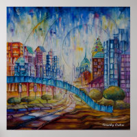 City at Peace Abstrakt - Canvas Print