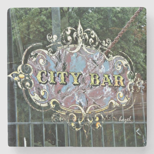 City Bar Athens Georgia Marmorstein Untersetzer. Steinuntersetzer (Vorderseite)