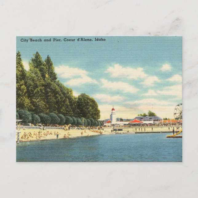City Beach Pier, Coeur d'Alena, Idaho Postkarte (Vorderseite)