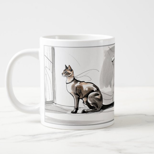 City Cat Looking Stylish Minimalist Art Jumbo-Tasse (Links)