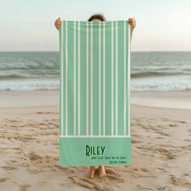 City Chic Leaf Green Striped Bridesmaids Strandtuch (Leaf Green City Chic Stripe Beach Towel)