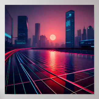 City Cyberpunk in Feldposter Poster