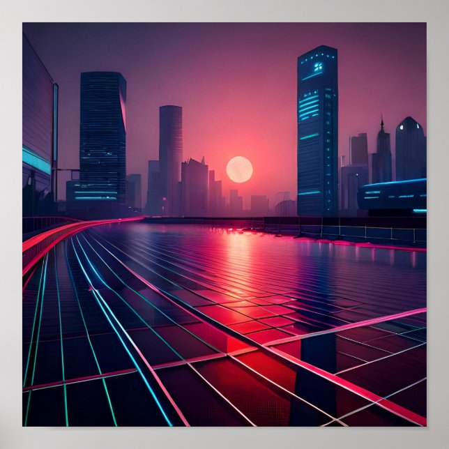 City Cyberpunk in Feldposter Poster (Vorne)