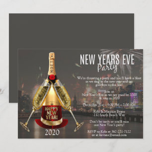 City Fire Works Elegantes Party Silvester Einladung