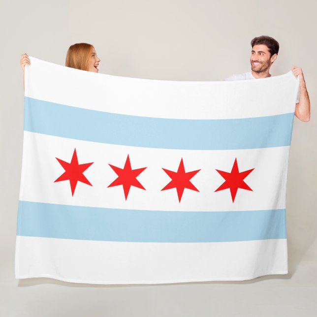 City Flag of Chicago (Illinois) Fleecedecke (Beispiel)