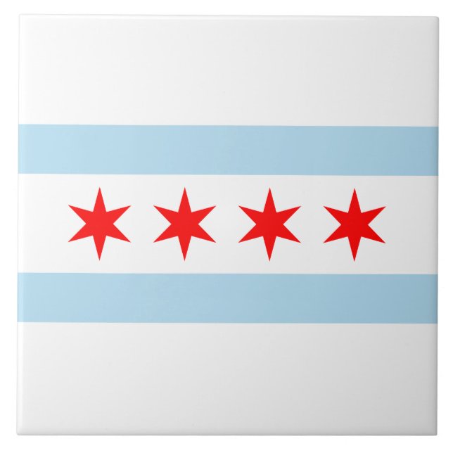 City Flag of Chicago (Illinois) Fliese (Vorderseite)