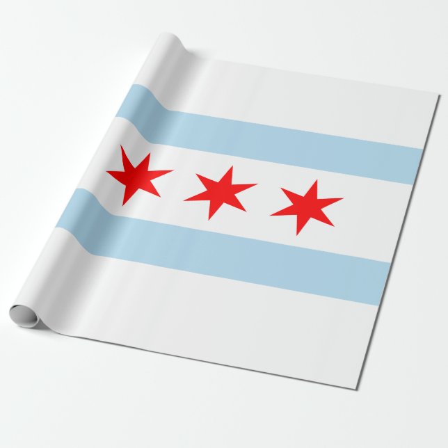 City Flag of Chicago (Illinois) Geschenkpapier (Ungerollt)