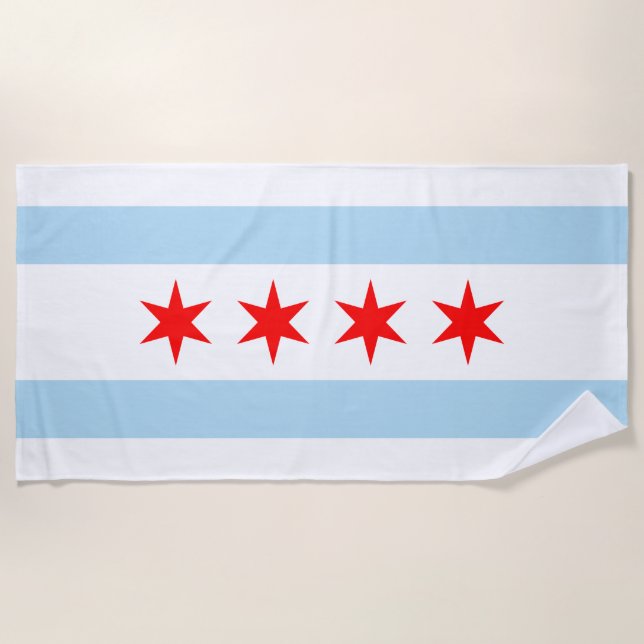 City Flag of Chicago (Illinois) Strandtuch (Vorderseite)