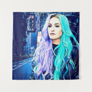 City Girl Abstrakte Surreal Digital Art Wandteppich