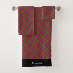 City Glasgow Tartain Kariert Green Red Lila Badhandtuch Set