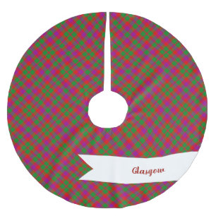 City Glasgow Tartain Kariert Green Red Lila Polyester Weihnachtsbaumdecke