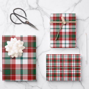City Glasgow Tartan Kariert Green Maroon White Geschenkpapier Set