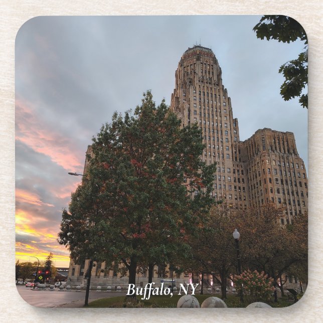 City Hall and Sunset Getränkeuntersetzer (Vorderseite)