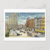 City Hall Plaza in Worcester, Mass, Vintag
