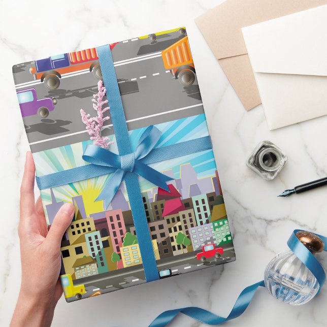 City Highway Cityscape und Verkehr Geschenkpapier (Von Creator hochgeladen)