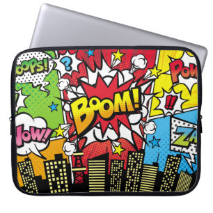 City-Hintergrundmaterial mit Comic Art Spee Laptopschutzhülle