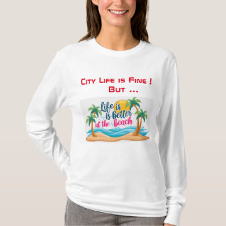City Life Vs Beach Life T-shirt noir
