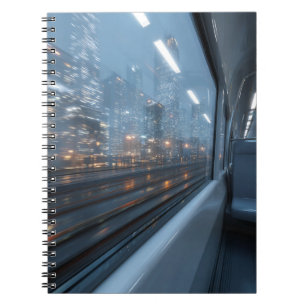 City Lights Blur from Train Window Notebook Notizblock