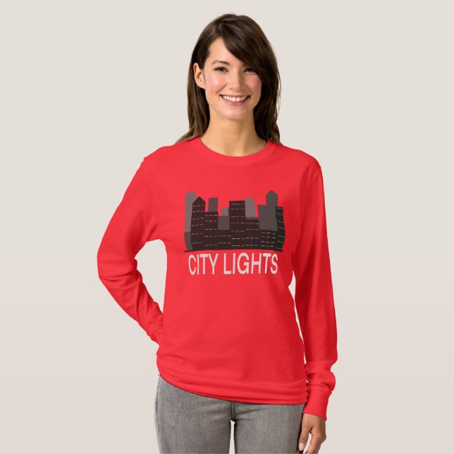 City Lights Urban Skyline Night Aesthetic  T-Shirt (Vorne ganz)