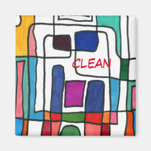 "City Map" Abstract Dishwasher Status Magnet