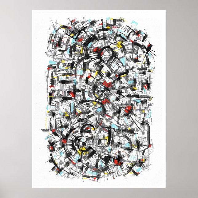 City Map ink Art Poster (Vorne)
