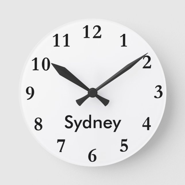 City Name Clock Runde Wanduhr (Vorderseite)