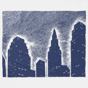 City Night Lights City Skyline Fleecedecke
