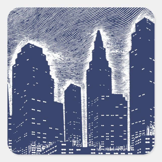 City Night Lights City Skyline Quadratischer Aufkleber (Vorderseite)