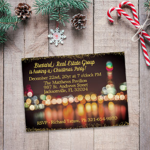 City Night Lights Corporate Weihnachtsfest Party Einladung