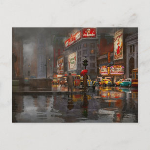 City - NY - Rainy Day in New York City 1943 Postkarte