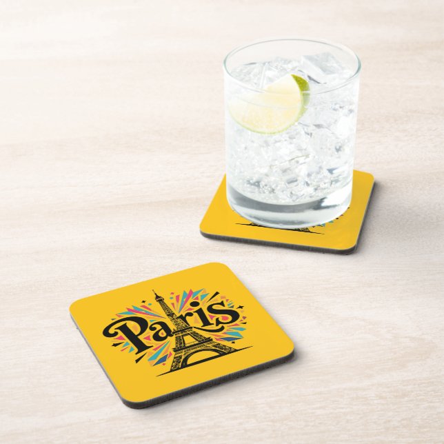 City of Lights: Bold Paris Typography Art Getränkeuntersetzer (Rechte Seite)