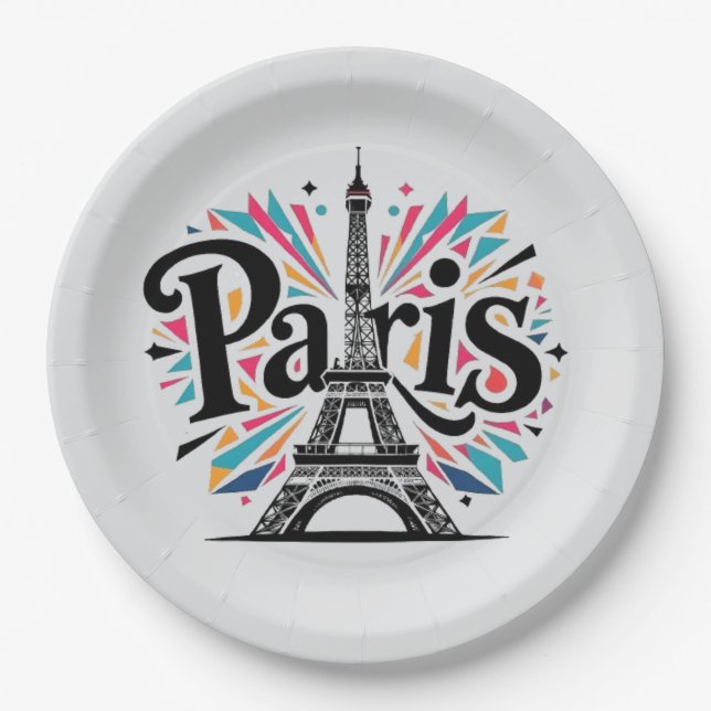 City of Lights: Bold Paris Typography Art Pappteller (Vorderseite)