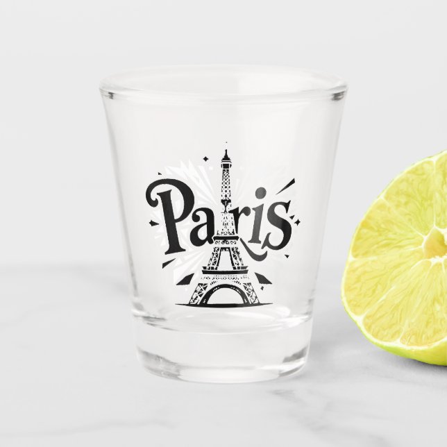 City of Lights: Bold Paris Typography Art Schnapsglas (Vorderseite)