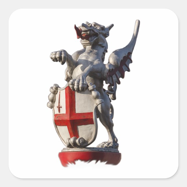 City of London Dragon Quadratischer Aufkleber (Vorderseite)