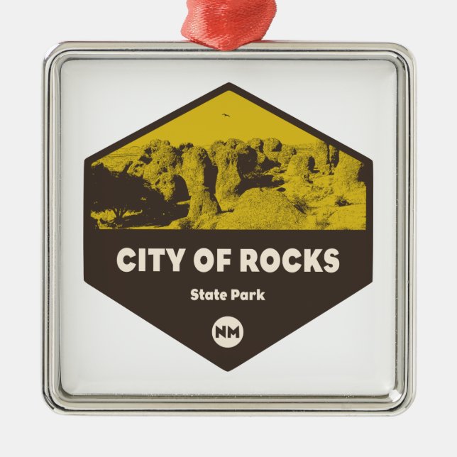 City of Rocks State Park New Mexico Ornament Aus Metall (Vorne)