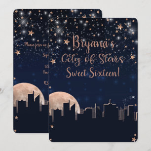 City of Stars Rose Gold Stars Blue Celestial Sky Einladung
