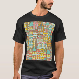 City Panorama Sketch: Häuser Nahtlos. T-Shirt