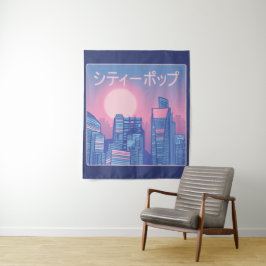 City Pop Japanische Musik Wandteppich
