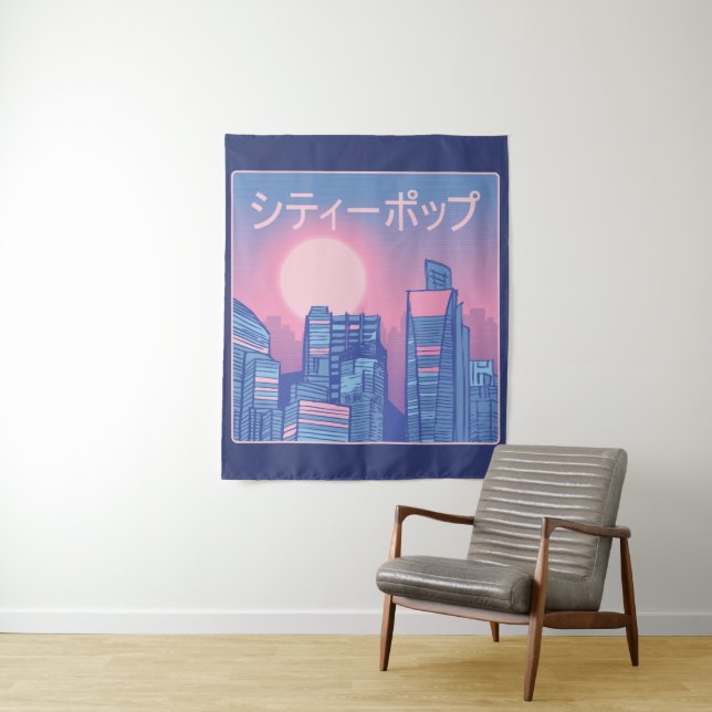 City Pop Japanische Musik Wandteppich (Beispiel)