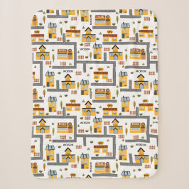 City Road Map Muster für Kinder Gelb und Grau Sherpadecke