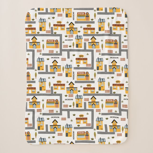 City Road Map Muster für Kinder Gelb und Grau Sherpadecke (Vorderseite)