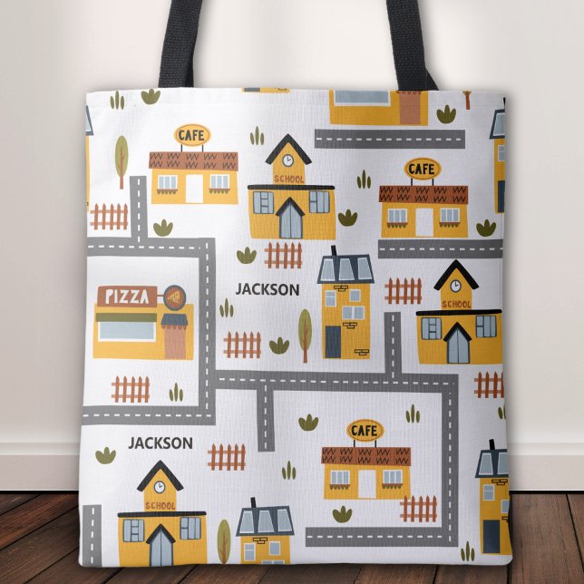 City Road Map Muster Gelb und Grau Kinder Schule Tasche (Von Creator hochgeladen)