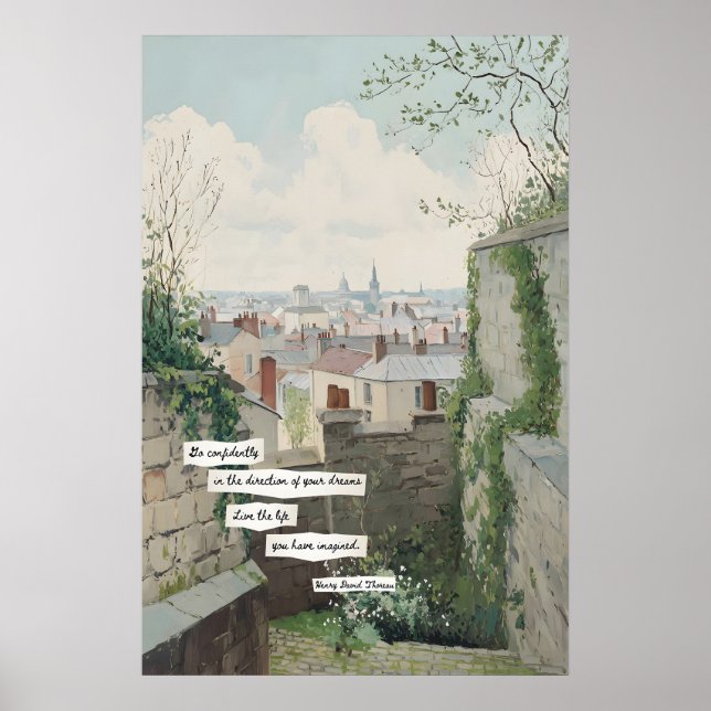 City Rooftop View Poster  Stone Walls, Literary (Vorne)