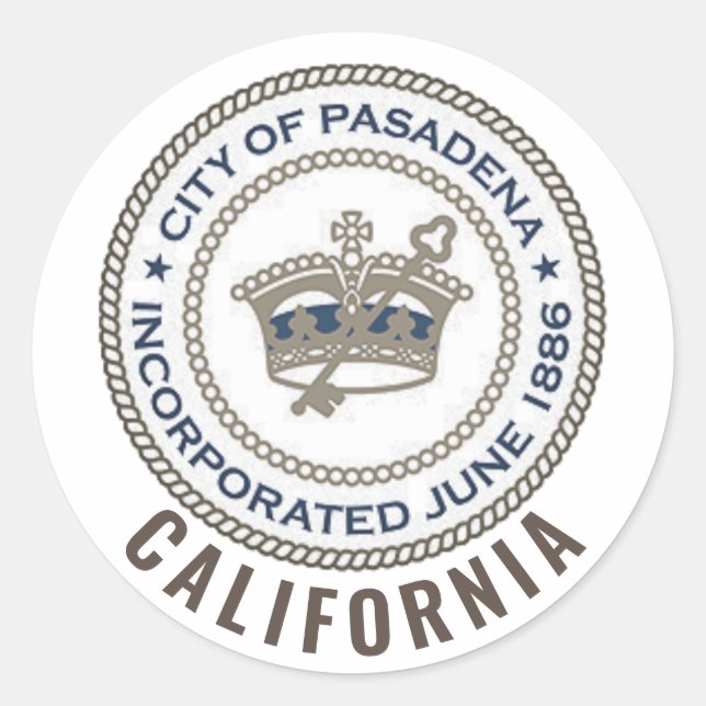 City Siegel Pasadena, Kalifornien Runder Aufkleber (Vorderseite)